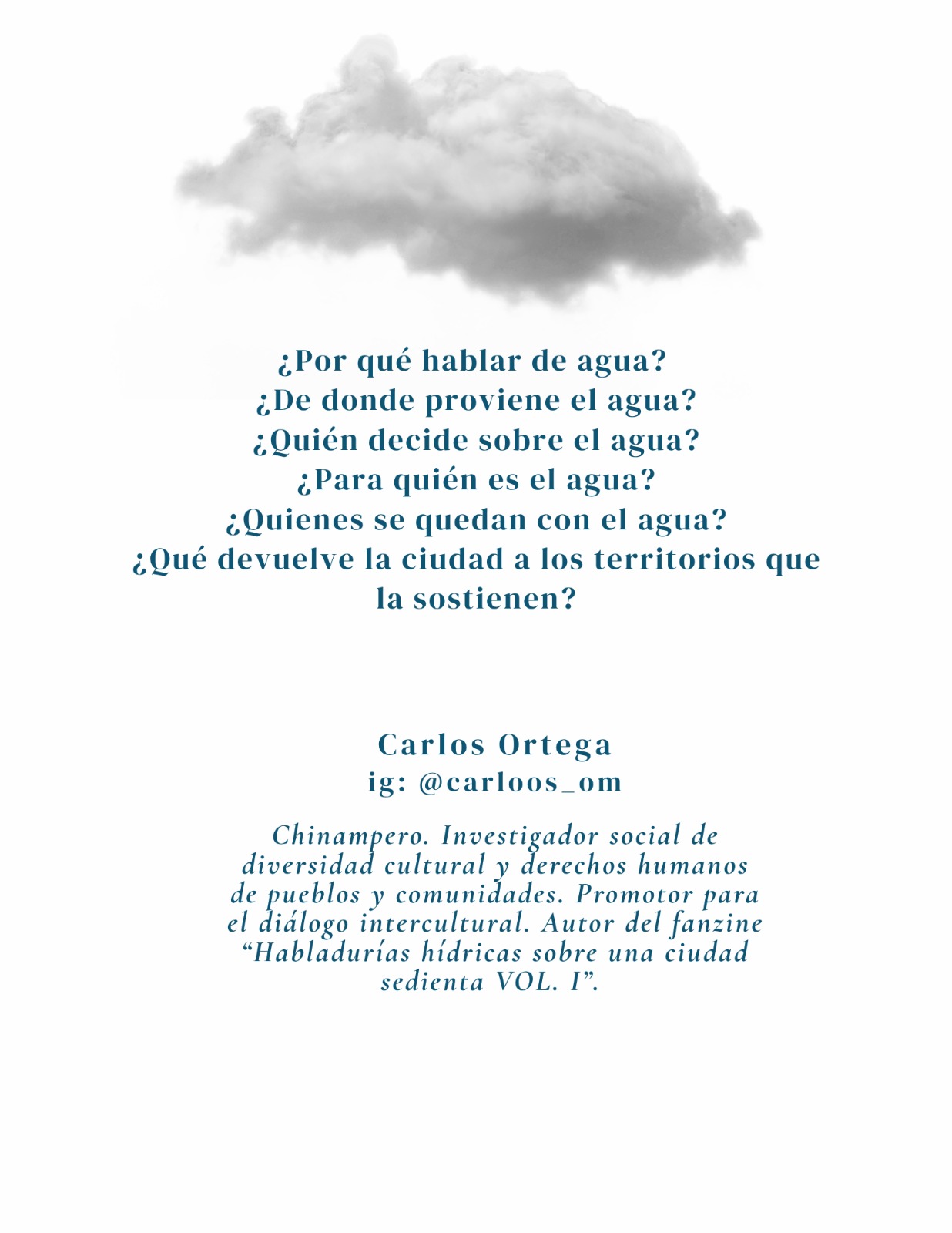 Segundo flyer con las preguntas del taller y la semblanza de Carlos Ortega
